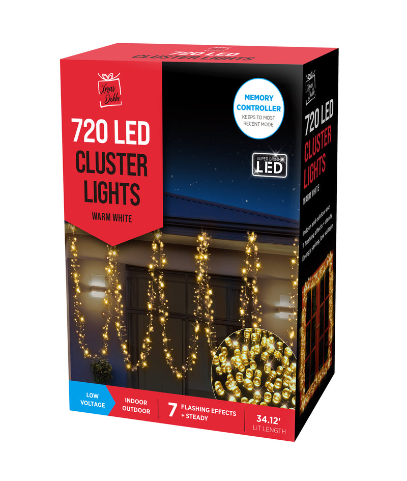 XMAS LED Cluster Lights - Warm White (720pcs)