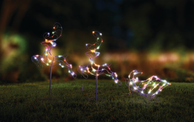 Solar LED leaping reindeers
