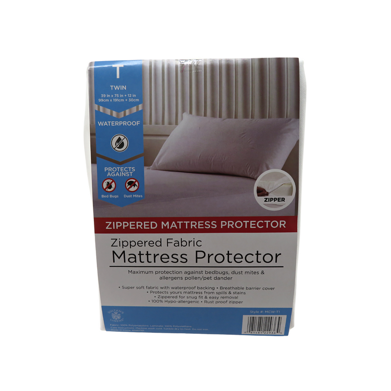 Zippered Fabric Mattress Protector - Twin