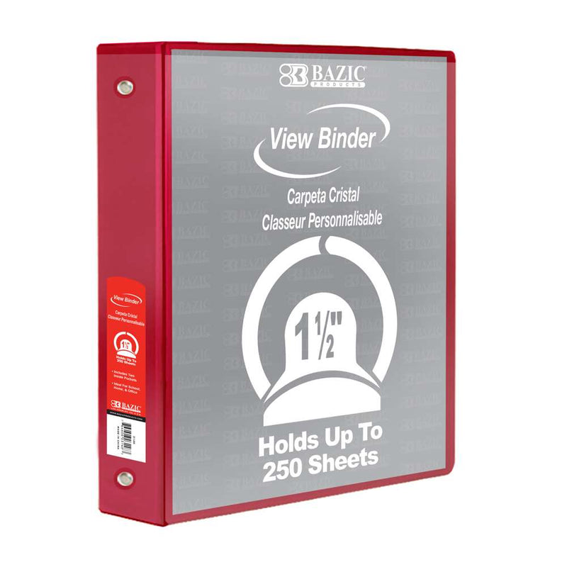 Binder View 1.5″ Red 3-Ring w/2-Pockets