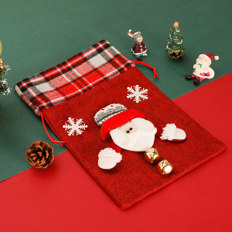 Polyester Christmas Giftbag - Santa with Jingle Bells