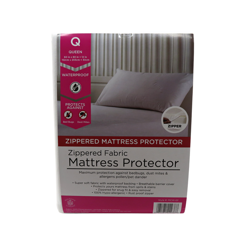 Zippered Fabric Mattress Protector - Queen