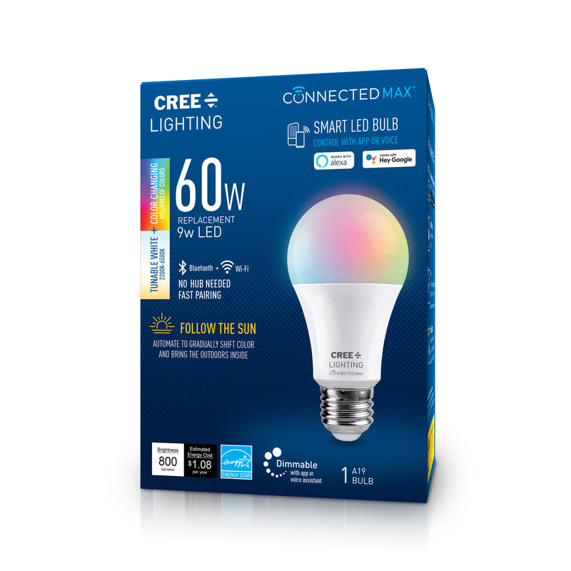 Color Changing LED A19 Lamp, 8W/800L