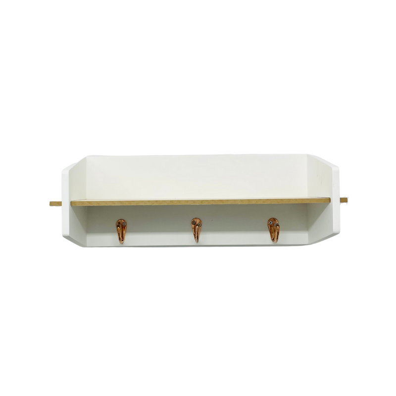 Wooden Wall Shelf W/ Hooks