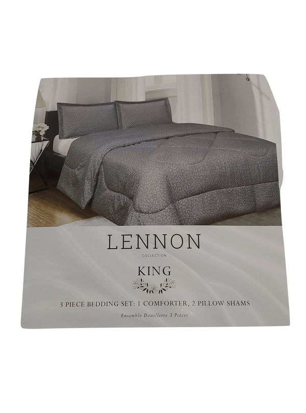 3PC King Bedding Set - Grey W/ Spots