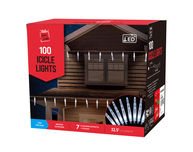 100 LED Icicle Light - White