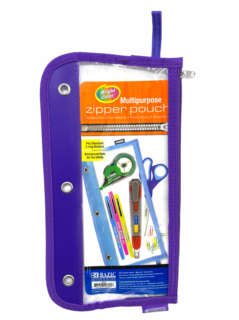 Pencil Pouch 3-Ring Clear 11.5" x 6.5"