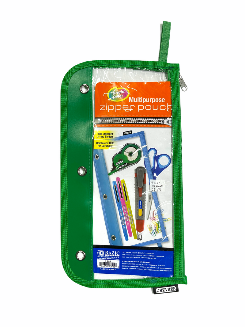 Pencil Pouch 3-Ring Clear 11.5" x 6.5"