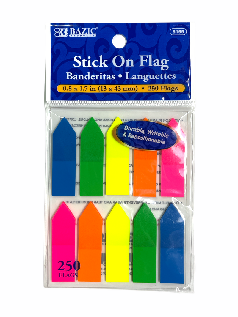 Flags Neon Color Arrow 0.5" X 1.7" 25 Ct. (10/Pack)