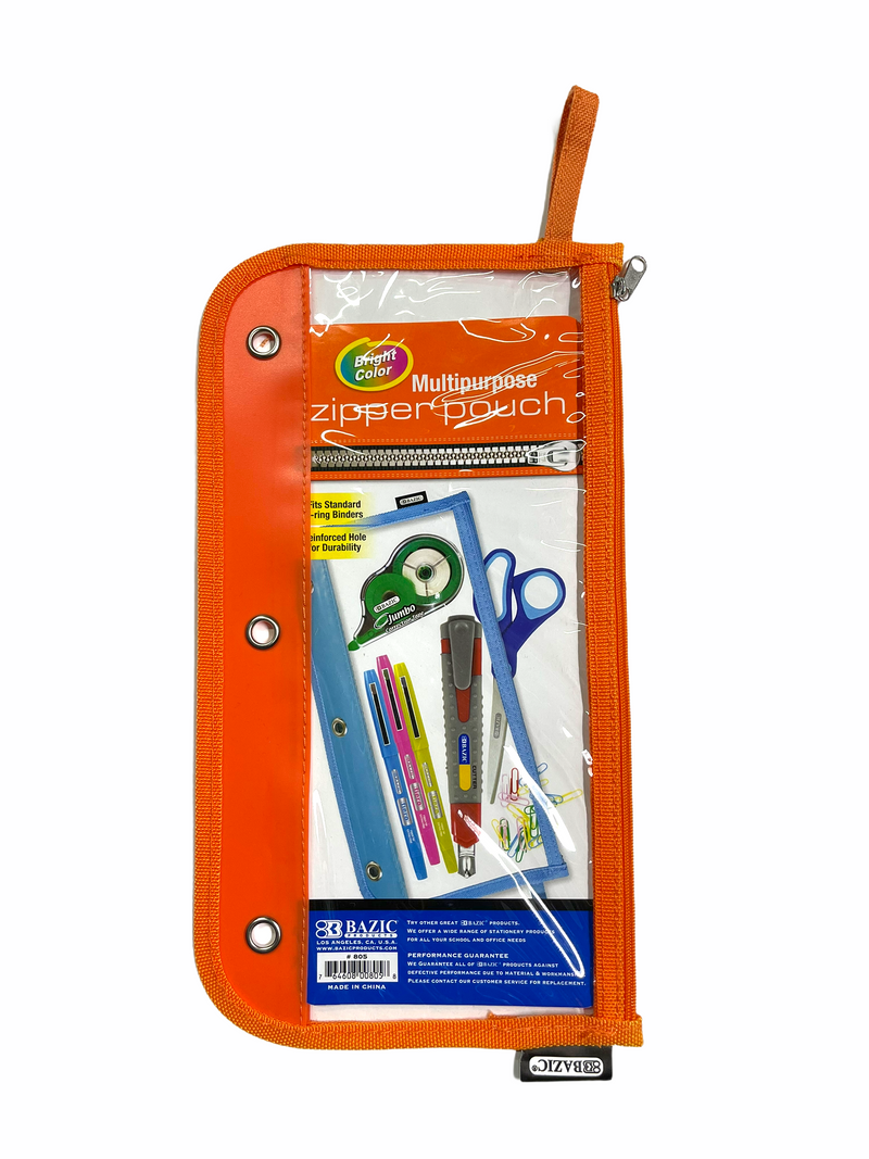 Pencil Pouch 3-Ring Clear 11.5" x 6.5"