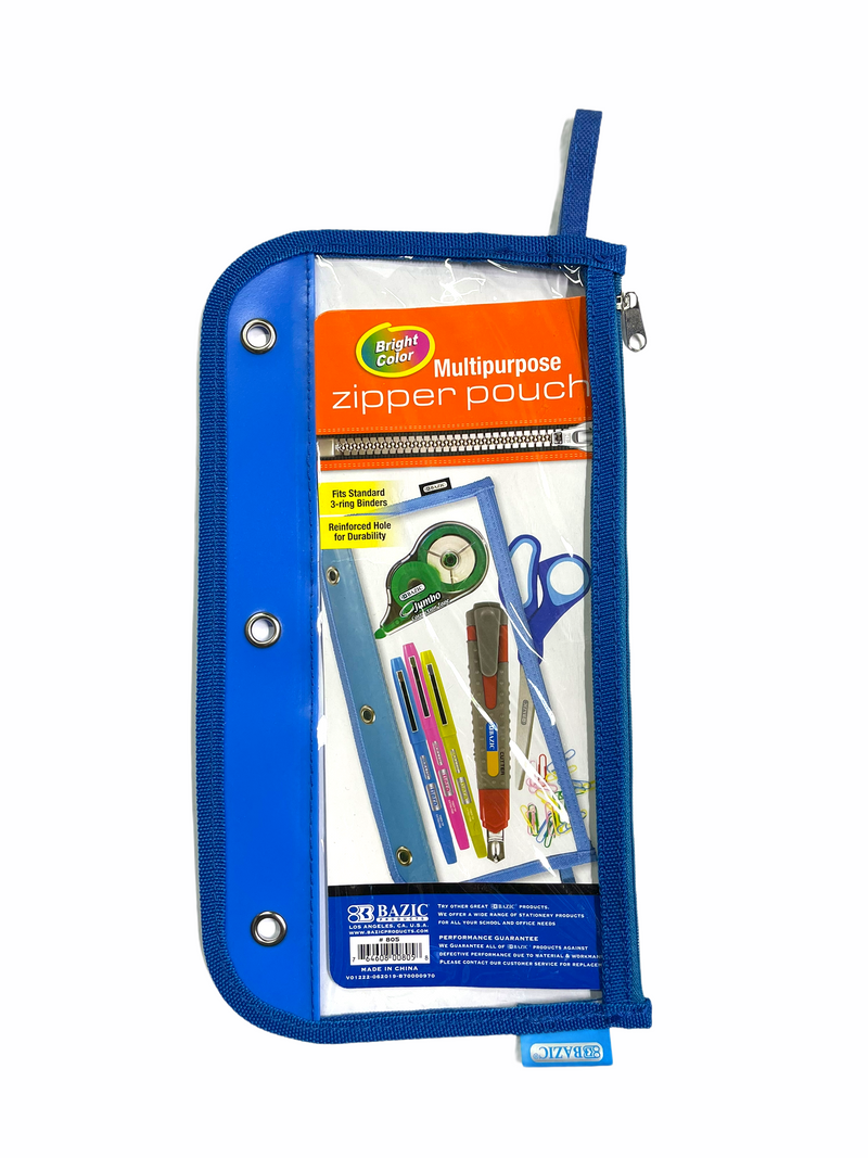 Pencil Pouch 3-Ring Clear 11.5" x 6.5"
