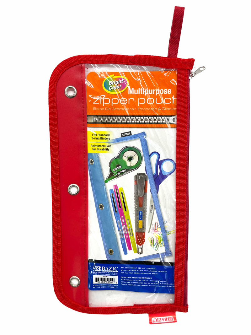 Pencil Pouch 3-Ring Clear 11.5" x 6.5"