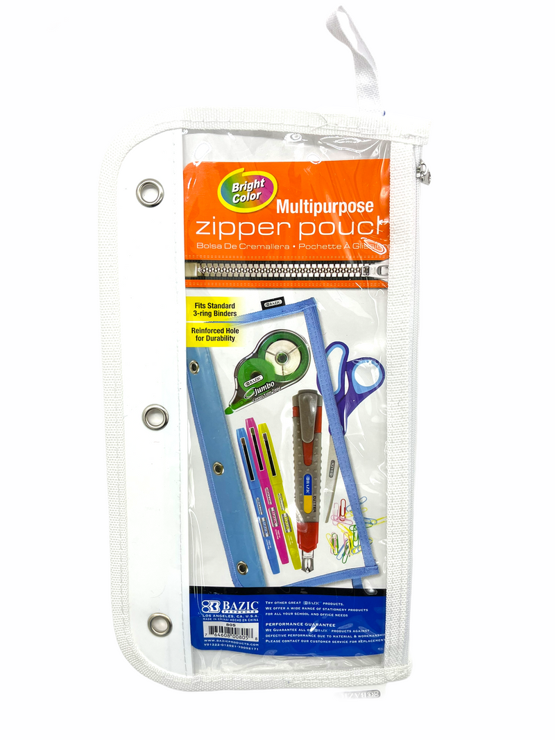 Pencil Pouch 3-Ring Clear 11.5" x 6.5"