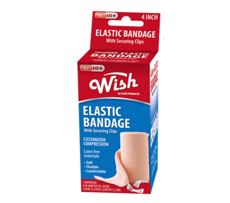 Elastic Bandage with Securing Clips - 4in.